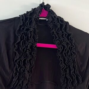 Elegant Black Ruffled Blazer